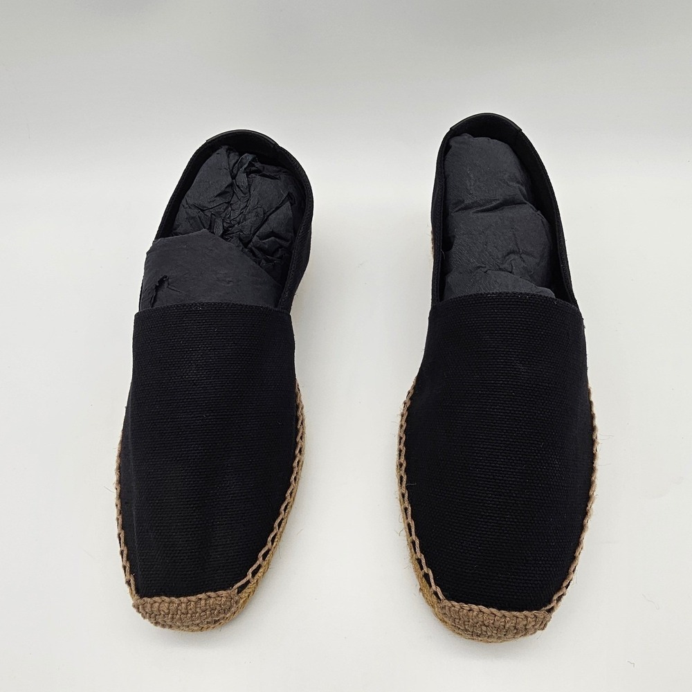 Saint Laurent Paris YSL Mens Espadrilles Logo Embroidered Canvas Black Nero  9.5 - Picture 3 of 9